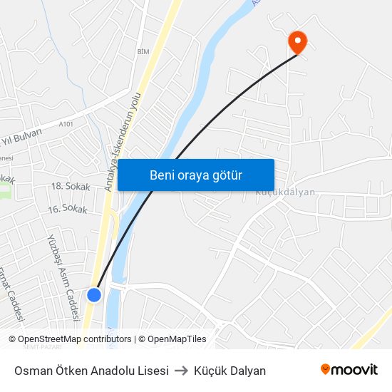 Osman Ötken Anadolu Lisesi to Küçük Dalyan map