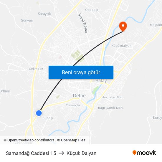 Samandağ Caddesi 15 to Küçük Dalyan map