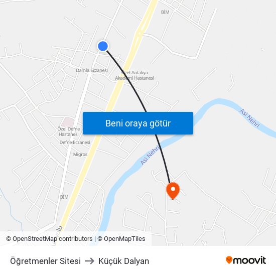 Öğretmenler Sitesi to Küçük Dalyan map