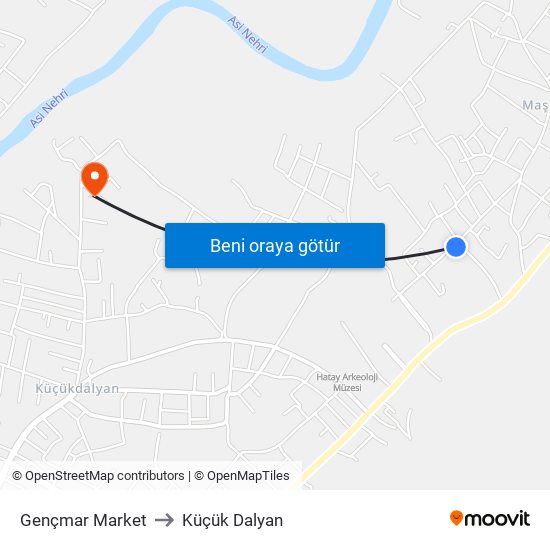 Gençmar Market to Küçük Dalyan map