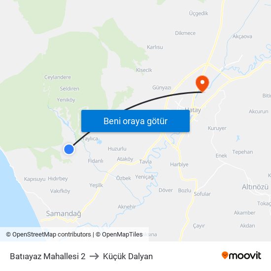 Batıayaz Mahallesi 2 to Küçük Dalyan map