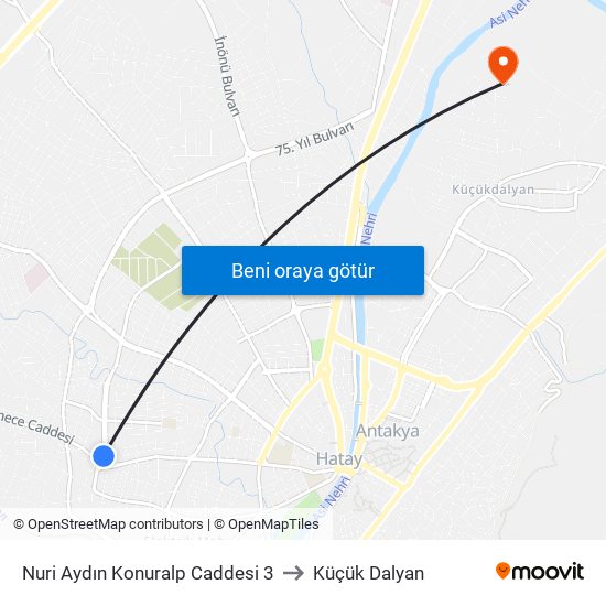 Nuri Aydın Konuralp Caddesi 3 to Küçük Dalyan map