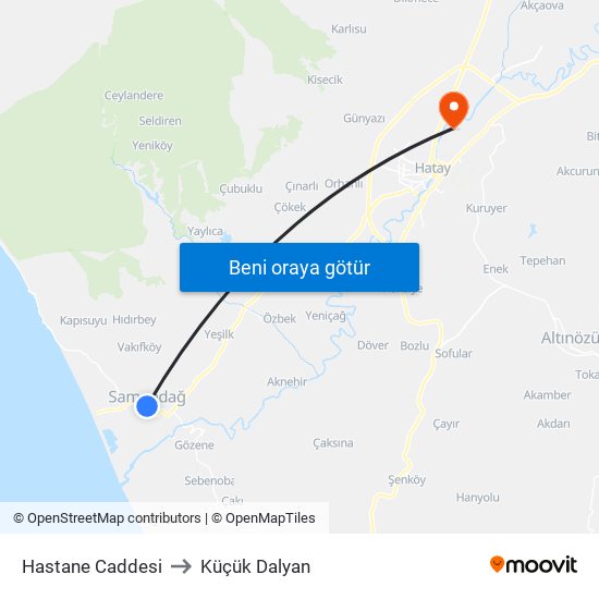 Hastane Caddesi to Küçük Dalyan map