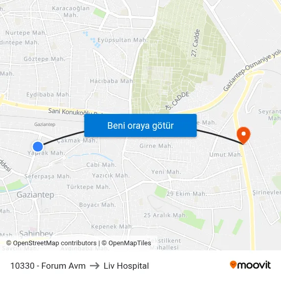 10330 - Forum Avm to Liv Hospital map