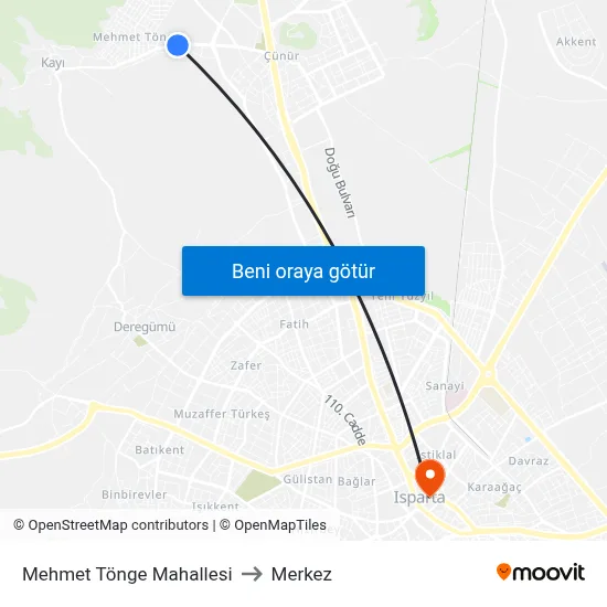 Mehmet Tönge Mahallesi to Merkez map