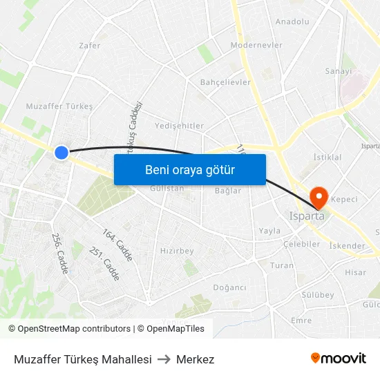 Muzaffer Türkeş Mahallesi to Merkez map