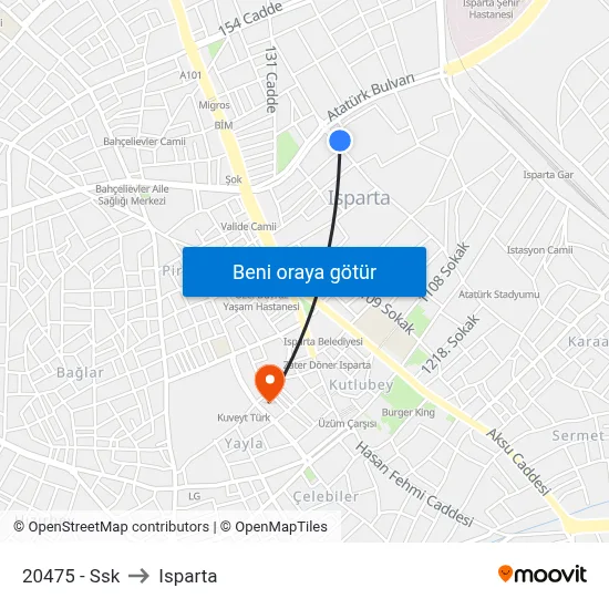 20475 - Ssk to Isparta map