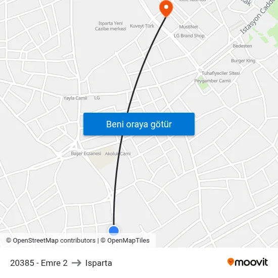 20385 - Emre 2 to Isparta map