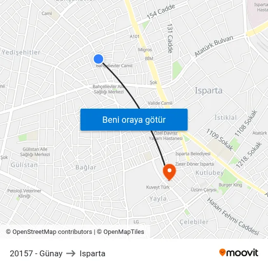 20157 - Günay to Isparta map
