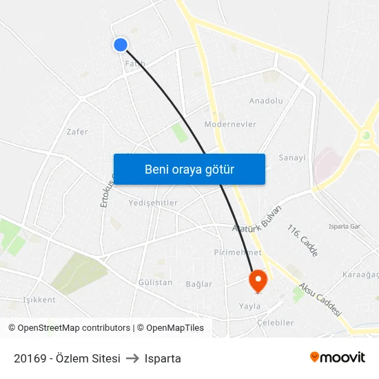 20169 - Özlem Sitesi to Isparta map