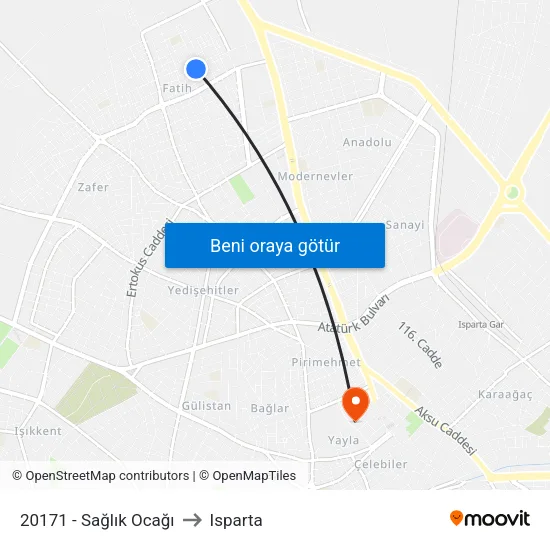 20171 - Sağlık Ocağı to Isparta map