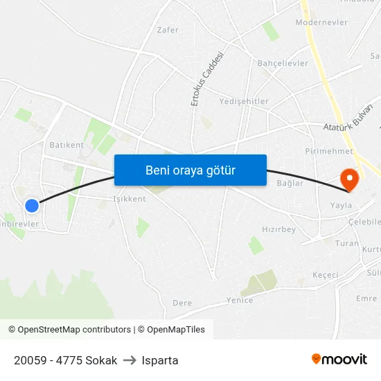 20059 - 4775 Sokak to Isparta map