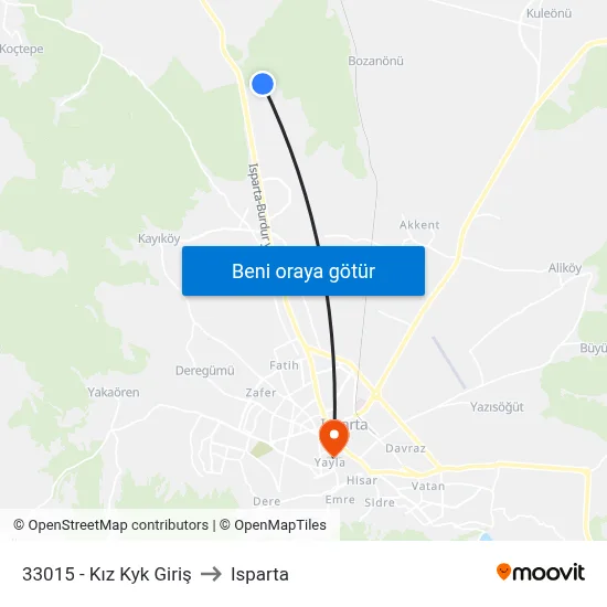 33015 - Kız Kyk Giriş to Isparta map