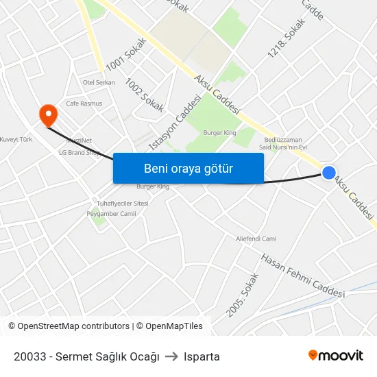 20033 - Sermet Sağlık Ocağı to Isparta map
