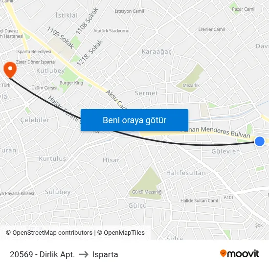 20569 - Dirlik Apt. to Isparta map