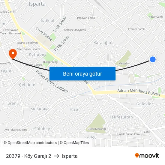 20379 - Köy Garajı 2 to Isparta map