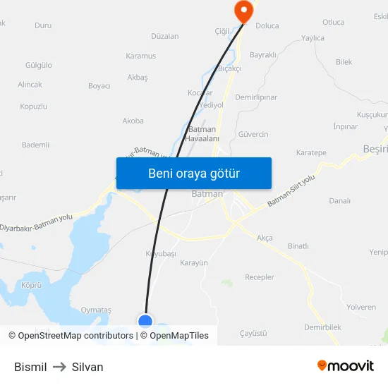 Bismil to Silvan map