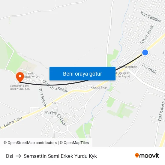 Dsi to Semsettin Sami Erkek Yurdu Kyk map