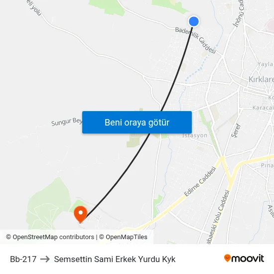 Bb-217 to Semsettin Sami Erkek Yurdu Kyk map