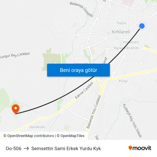 Oo-506 to Semsettin Sami Erkek Yurdu Kyk map
