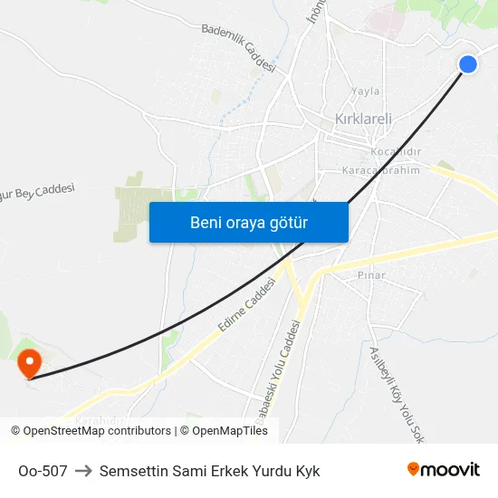 Oo-507 to Semsettin Sami Erkek Yurdu Kyk map