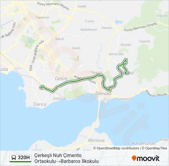 320H Bus Line Map