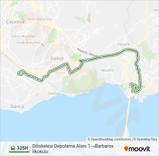 325H Bus Line Map
