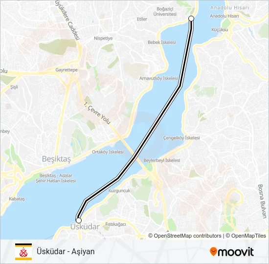 ÜSKÜDAR - AŞIYAN Ferry Line Map