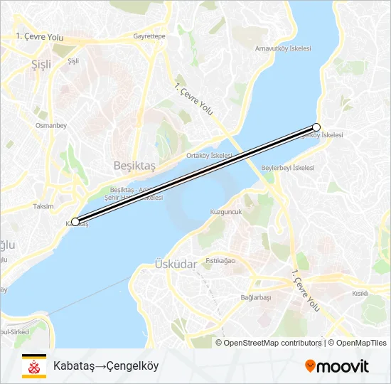 ÇENGELKÖY - KABATAŞ Ferry Line Map