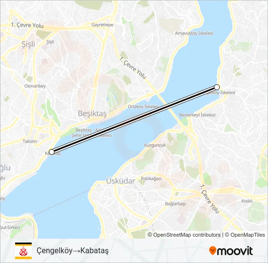 ÇENGELKÖY - KABATAŞ Ferry Line Map