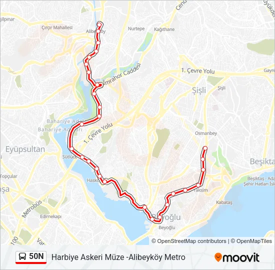 50N Bus Line Map