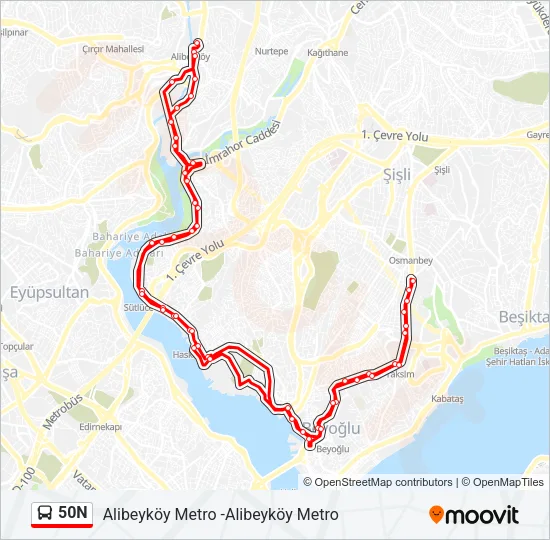 50N Bus Line Map