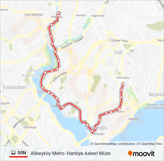 50N Bus Line Map