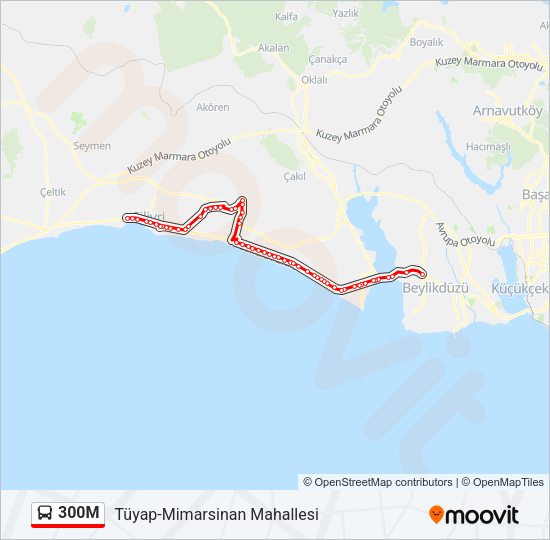 300M otobüs Hattı Haritası