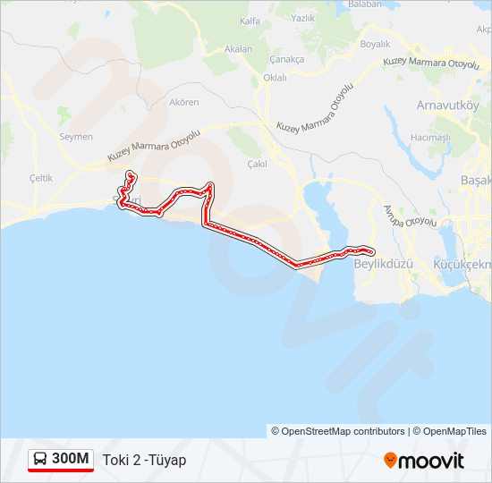 300M otobüs Hattı Haritası