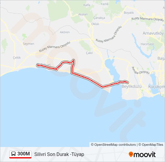 300M otobüs Hattı Haritası