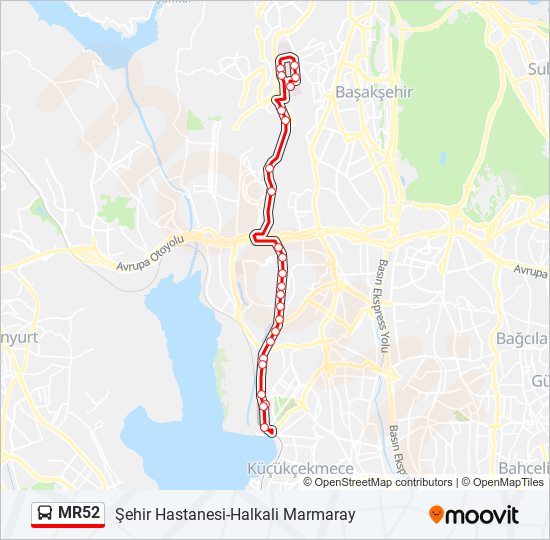 MR52 bus Line Map