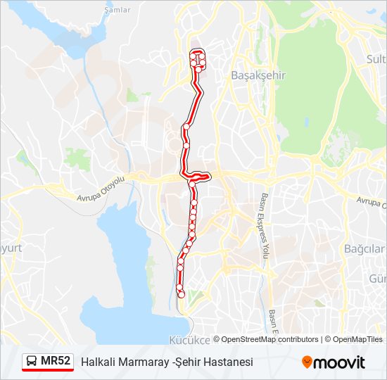 MR52 bus Line Map