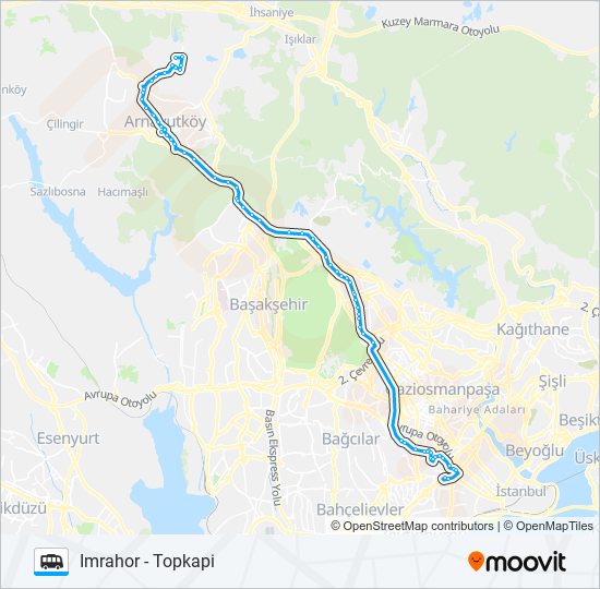 TOPKAPI - IMRAHOR minibüs / dolmuş Hattı Haritası