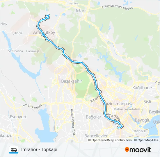 TOPKAPI - IMRAHOR Dolmus & Minibus Line Map