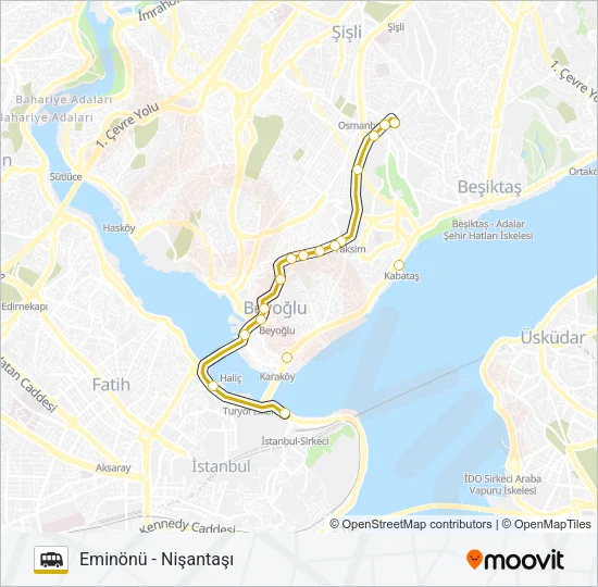NIŞANTAŞI - EMINÖNÜ Dolmus & Minibus Line Map
