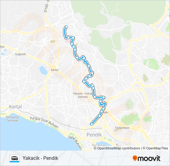 PENDIK - YAKACIK minibüs / dolmuş Hattı Haritası