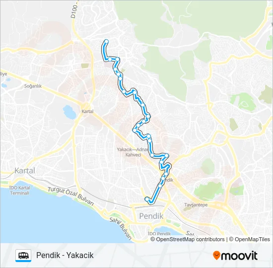 PENDIK - YAKACIK Dolmus & Minibus Line Map