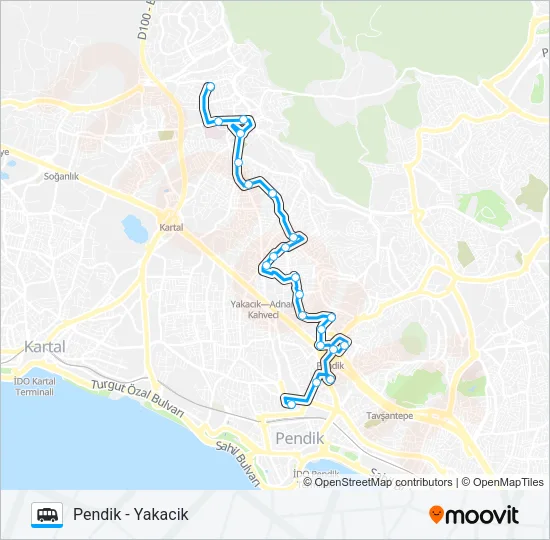 PENDIK - YAKACIK Dolmus & Minibus Line Map