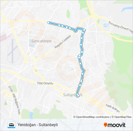 SULTANBEYLI - YENIDOĞAN Dolmus & Minibus Line Map