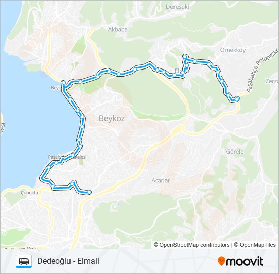 DEDEOĞLU - ELMALI minibüs / dolmuş Hattı Haritası