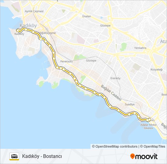 KADIKÖY - BOSTANCI minibüs / dolmuş Hattı Haritası