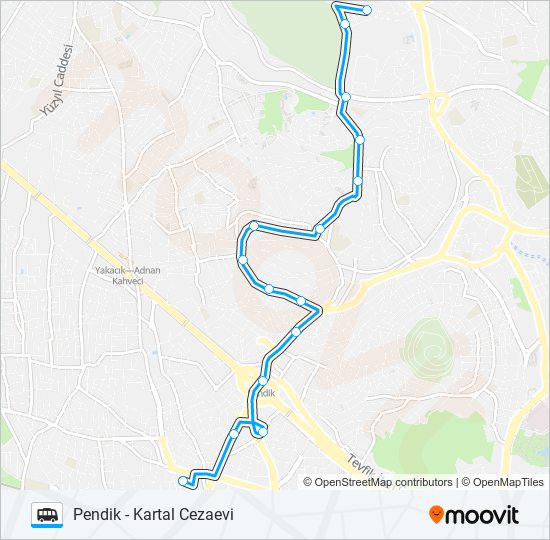 PENDIK - KARTAL CEZAEVI minibüs / dolmuş Hattı Haritası