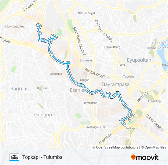 TOPKAPI - TULUMBA minibüs / dolmuş Hattı Haritası