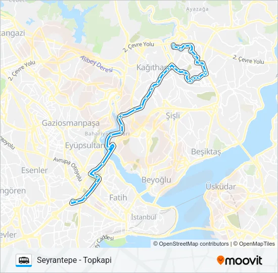 TOPKAPI - SEYRANTEPE Dolmus & Minibus Line Map